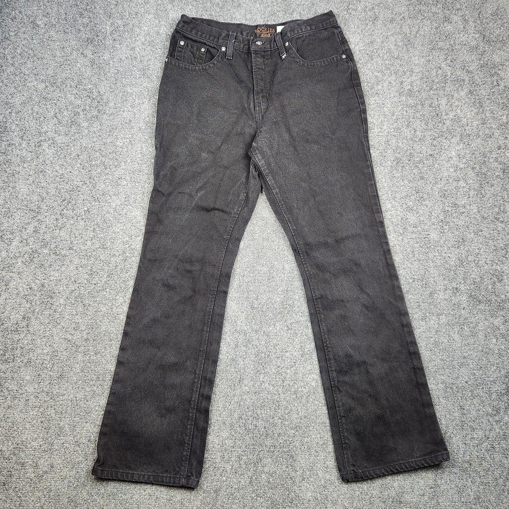 Vintage Rockies Jeans Womens 12 Black High Rise Straight Cotton Denim Western